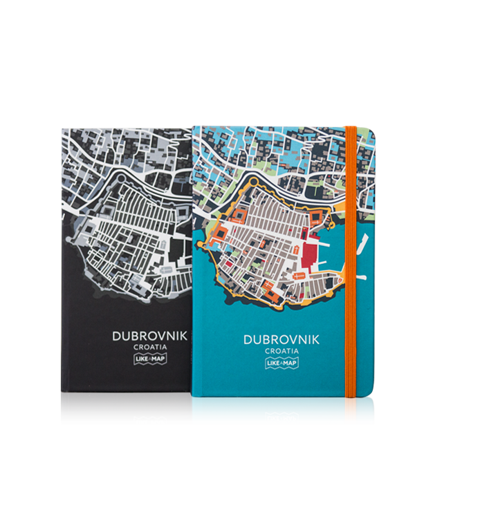 Dubrovnik notebook with designed map prints